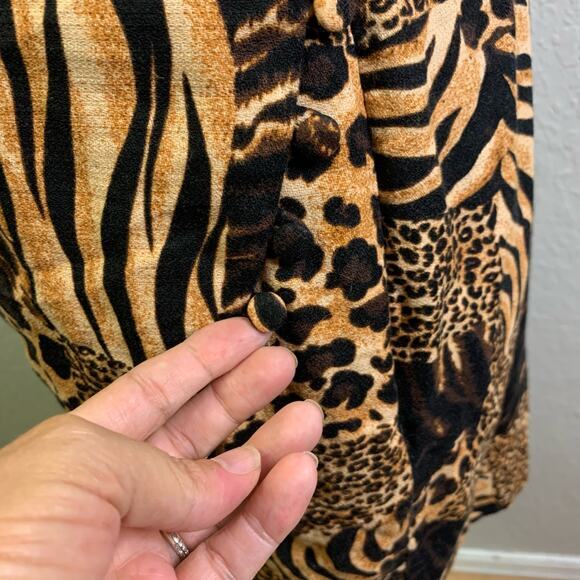 URBAN OUTFITTERS Dress Mini Mixed Animal Smocked Back Spaghetti Strap‎ Bodycon - Picture 8 of 13